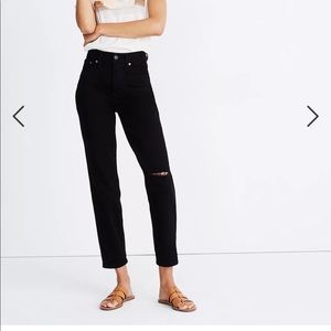 Madewell The Perfect Vintage Jean in Stone Black Knee Slit Edition